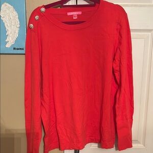 Lilly Pulitzer red sweater with Embellished Shoulder
